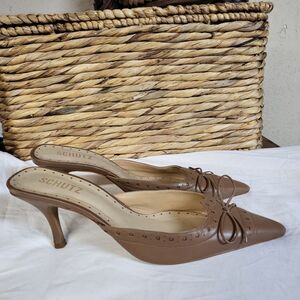 SCHUTZ Brown Heeled Mules
